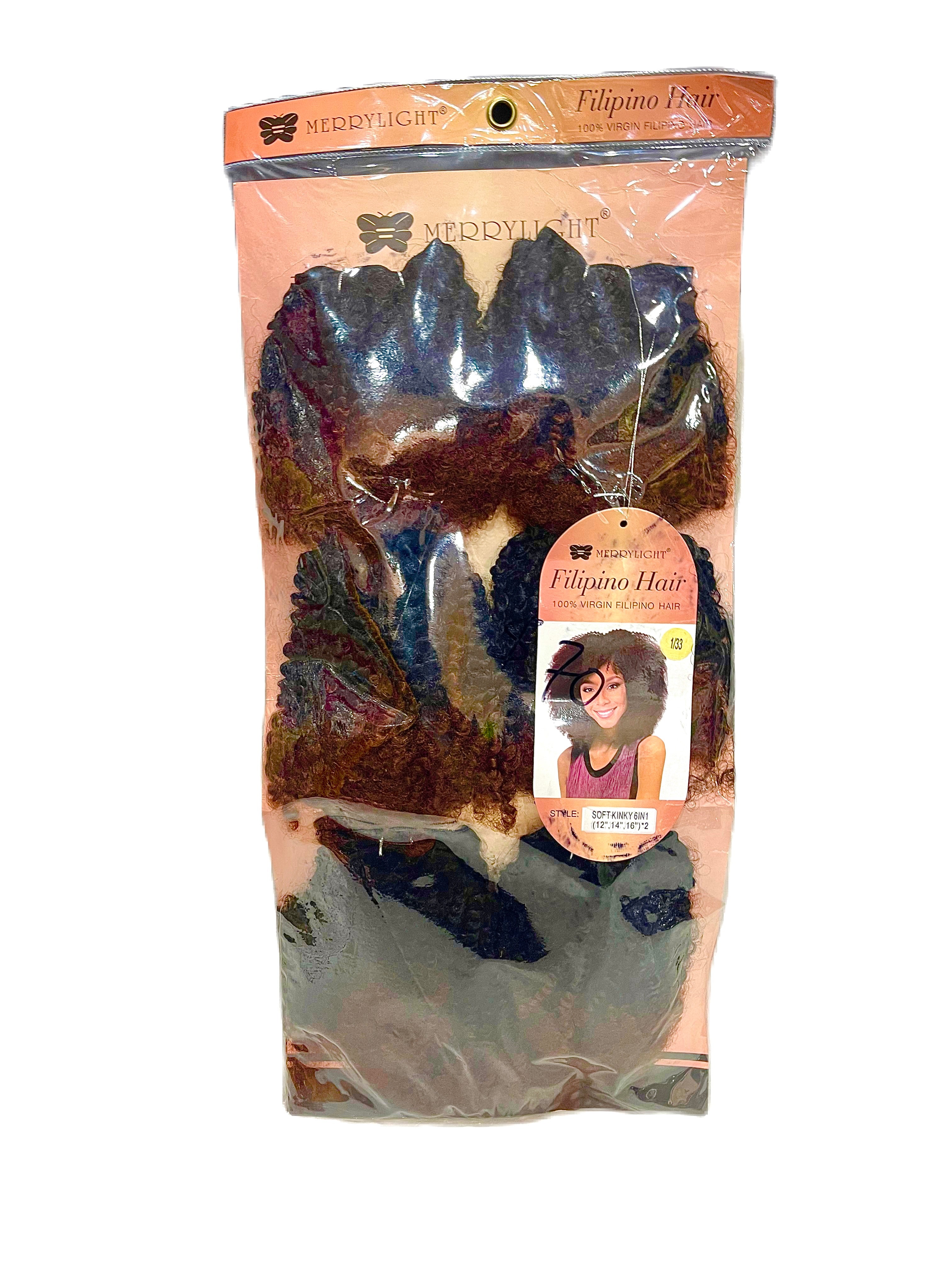 Merrylight Filipino Hair Soft Kinky 6pcs 12” 14” 16”